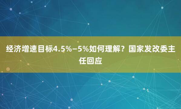 经济增速目标4.5%—5%如何理解？国家发改委主任回应