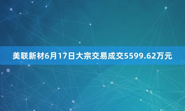 美联新材6月17日大宗交易成交5599.62万元