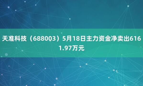 天准科技（688003）5月18日主力资金净卖出6161.97万元