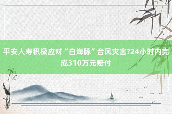 平安人寿积极应对“白海豚”台风灾害?24小时内完成310万元赔付