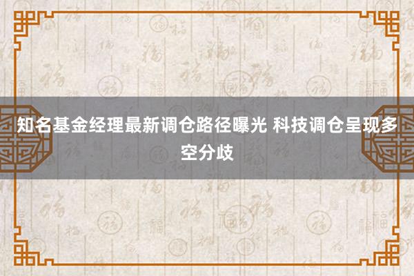 知名基金经理最新调仓路径曝光 科技调仓呈现多空分歧