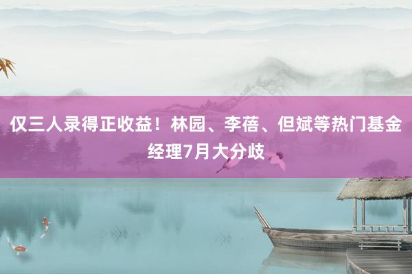 仅三人录得正收益！林园、李蓓、但斌等热门基金经理7月大分歧