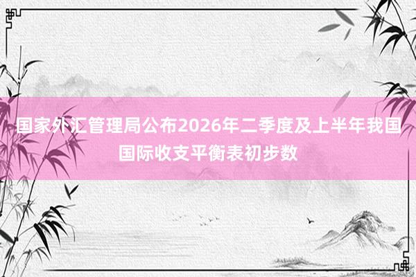国家外汇管理局公布2026年二季度及上半年我国国际收支平衡表初步数