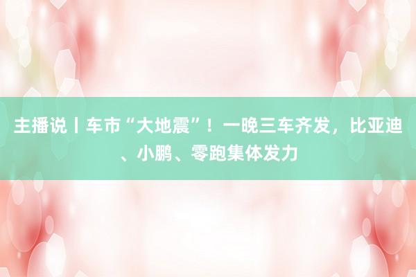 主播说丨车市“大地震”！一晚三车齐发，比亚迪、小鹏、零跑集体发力
