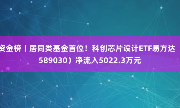 资金榜丨居同类基金首位！科创芯片设计ETF易方达（589030）净流入5022.3万元