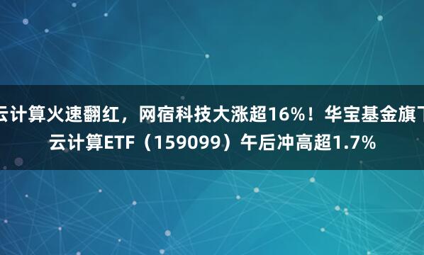 云计算火速翻红，网宿科技大涨超16%！华宝基金旗下云计算ETF（159099）午后冲高超1.7%