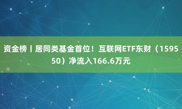资金榜丨居同类基金首位！互联网ETF东财（159550）净流入166.6万元