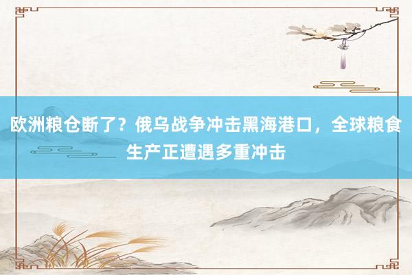 欧洲粮仓断了？俄乌战争冲击黑海港口，全球粮食生产正遭遇多重冲击