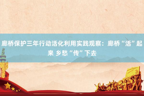 廊桥保护三年行动活化利用实践观察：廊桥“活”起来 乡愁“传”下去