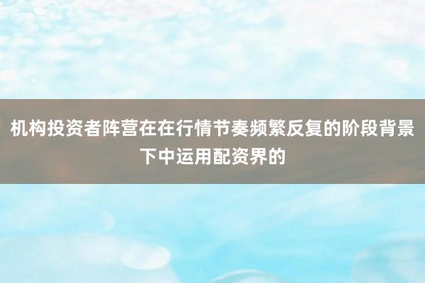 机构投资者阵营在在行情节奏频繁反复的阶段背景下中运用配资界的