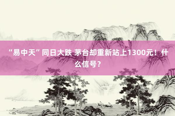 “易中天”同日大跌 茅台却重新站上1300元！什么信号？