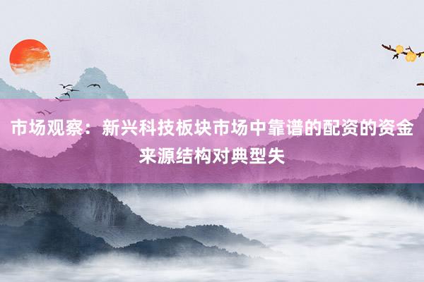 市场观察：新兴科技板块市场中靠谱的配资的资金来源结构对典型失