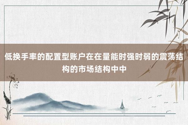 低换手率的配置型账户在在量能时强时弱的震荡结构的市场结构中中