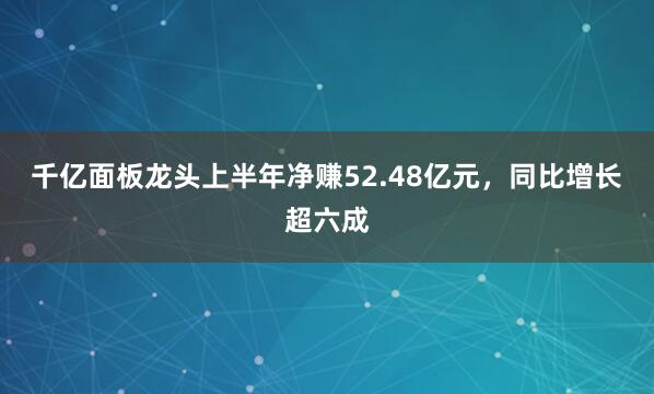 千亿面板龙头上半年净赚52.48亿元，同比增长超六成