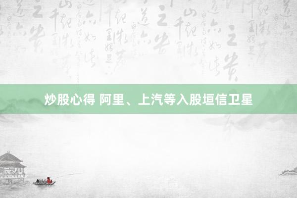炒股心得 阿里、上汽等入股垣信卫星