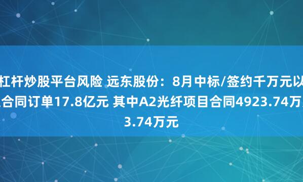 杠杆炒股平台风险 远东股份：8月中标/签约千万元以上合同订单17.8亿元 其中A2光纤项目合同4923.74万元