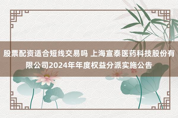 股票配资适合短线交易吗 上海宣泰医药科技股份有限公司2024年年度权益分派实施公告