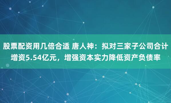 股票配资用几倍合适 唐人神：拟对三家子公司合计增资5.54亿元，增强资本实力降低资产负债率