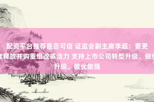 配资平台推荐是否可信 证监会副主席李超：要更大力度释放并购重组改革活力 支持上市公司转型升级、做优做强