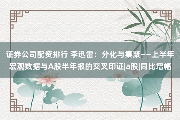 证券公司配资排行 李迅雷：分化与集聚——上半年宏观数据与A股半年报的交叉印证|a股|同比增幅