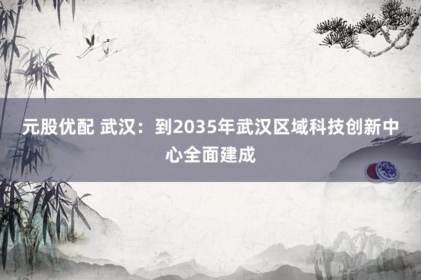 元股优配 武汉：到2035年武汉区域科技创新中心全面建成