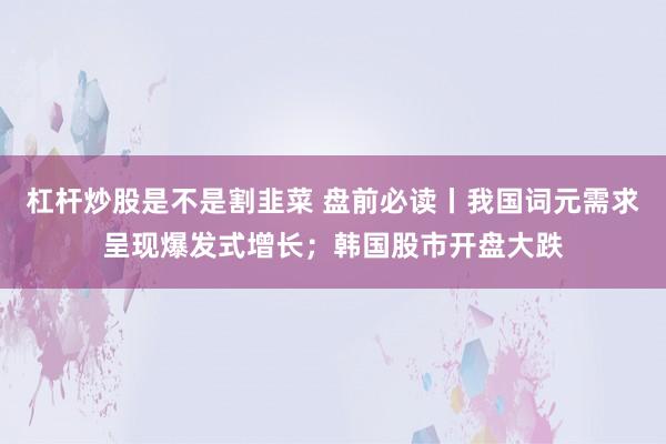 杠杆炒股是不是割韭菜 盘前必读丨我国词元需求呈现爆发式增长；韩国股市开盘大跌