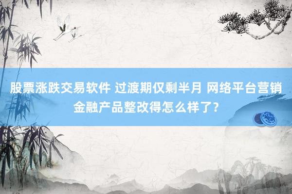股票涨跌交易软件 过渡期仅剩半月 网络平台营销金融产品整改得怎么样了？