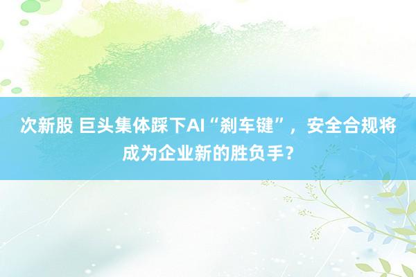 次新股 巨头集体踩下AI“刹车键”，安全合规将成为企业新的胜负手？