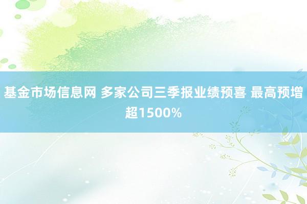 基金市场信息网 多家公司三季报业绩预喜 最高预增超1500%