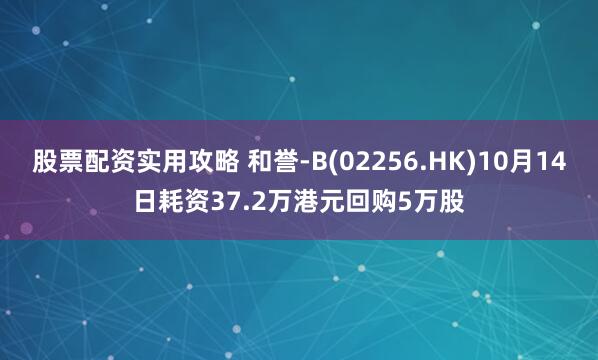 股票配资实用攻略 和誉-B(02256.HK)10月14日耗资37.2万港元回购5万股