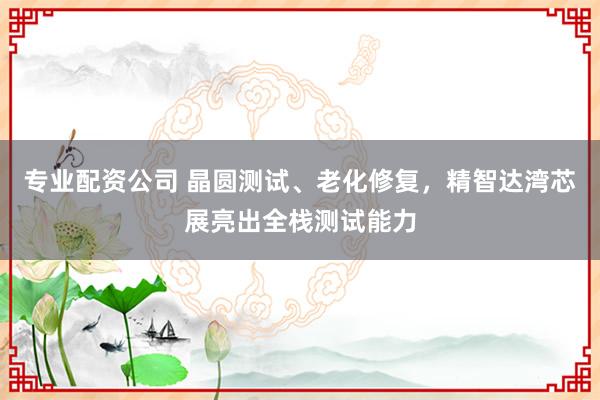 专业配资公司 晶圆测试、老化修复，精智达湾芯展亮出全栈测试能力